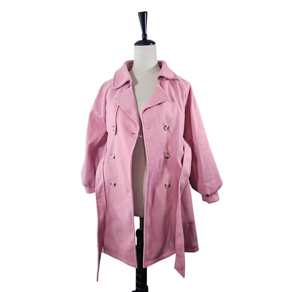 Grace Karin Pink Belted Wool-Blend Dress Coat | Girls Size 12Y | NWT - Picture 3 of 7
